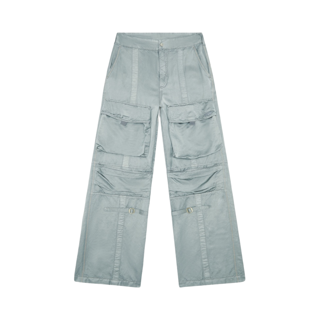 (W) 디젤 P-문 사틴 팬츠 멀티플 포켓 그레이((W) Diesel P-Moon Satin Pants with Multiple Pockets Grey) - 1