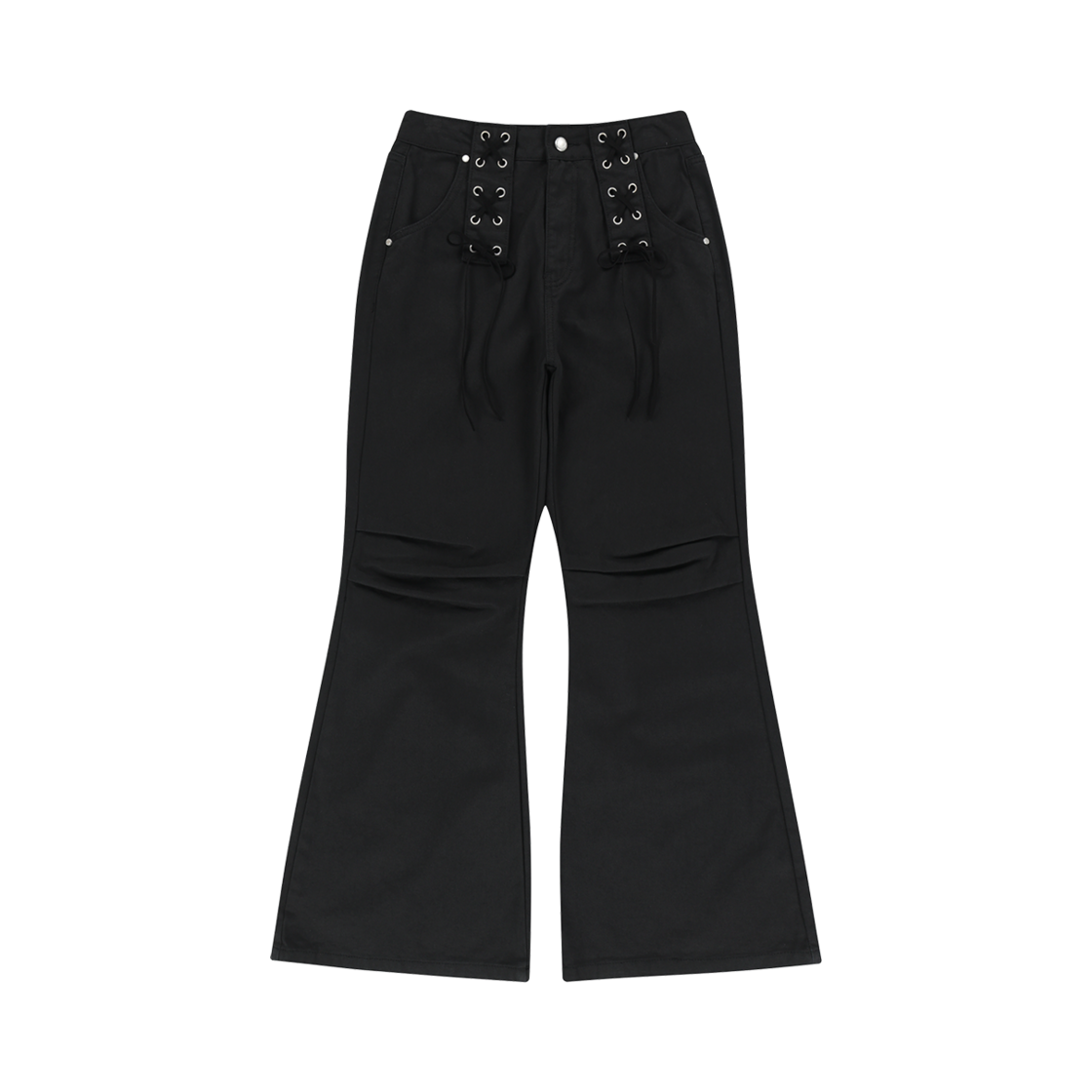 니어 노어 레이스업 부츠컷 팬츠 블랙(NIIER NOR Lace Up Boot Cut Pants Black)