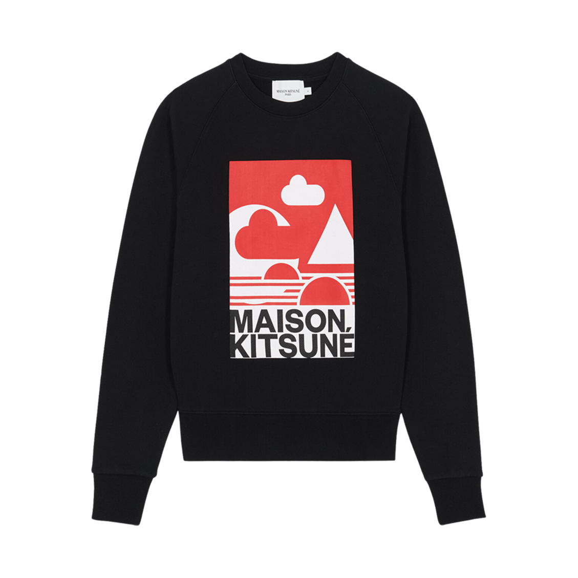 (W) 메종 키츠네 레드 앤서니 버릴 어드저스티드 스웨트셔츠 블랙((W) Maison Kitsune Red Anthony Burrill Adjusted Sweatshirt Black) - 1