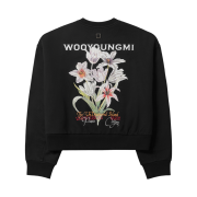 (W) Wooyoungmi Flower Back Logo Sweatshirt Black - 24SS