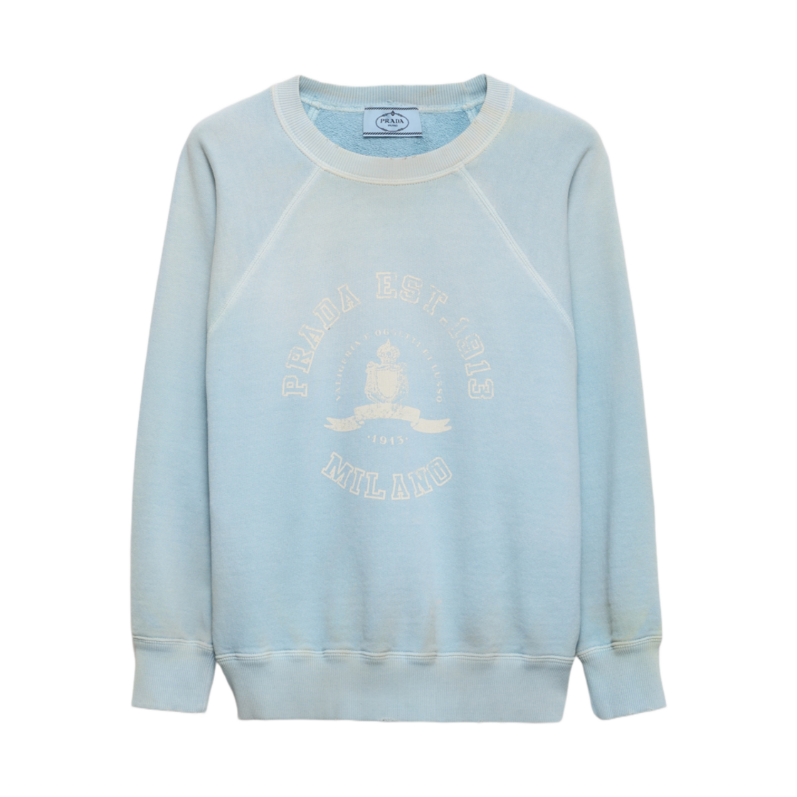 (W) 프라다 코튼 크루넥 스웨트셔츠 아스트랄 블루((W) Prada Cotton Crew-Neck Sweatshirt Astral Blue) - 1