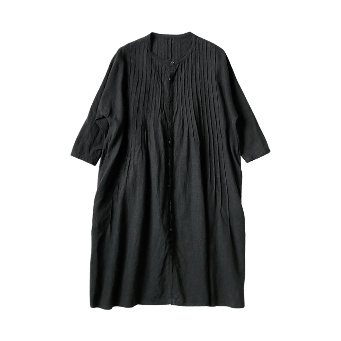 (W) 캐피탈 프렌치 리넨 핀턱 오키프 드레스 블랙((W) Kapital French Linen Pintuck O'Keeffe Dress Black) - 1