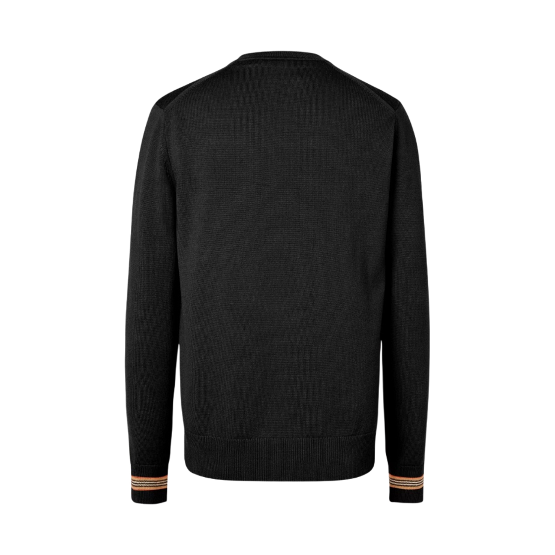 버버리 아이콘 스트라이프 트림 울 스웨터 블랙(Burberry Icon Stripe Trim Wool Sweater Black) - 2