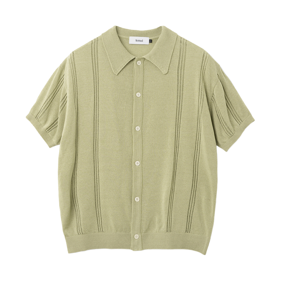 니티드 린넨 스카시 니트 셔츠 세이지 그린