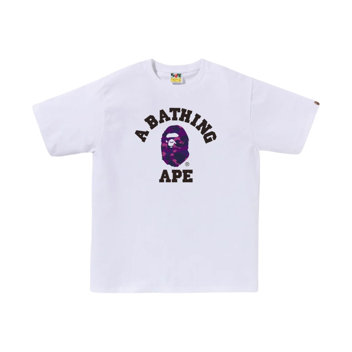 베이프 컬러 카모 컬리지 티셔츠 화이트 퍼플(BAPE Color Camo College T-Shirt White Purple)