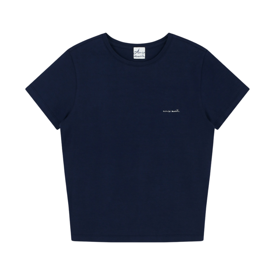 AM02T2409-NV (W) Aviemuah Essential Clean Cotton Slim T-Shirt Navy - 대표 이미지 #1