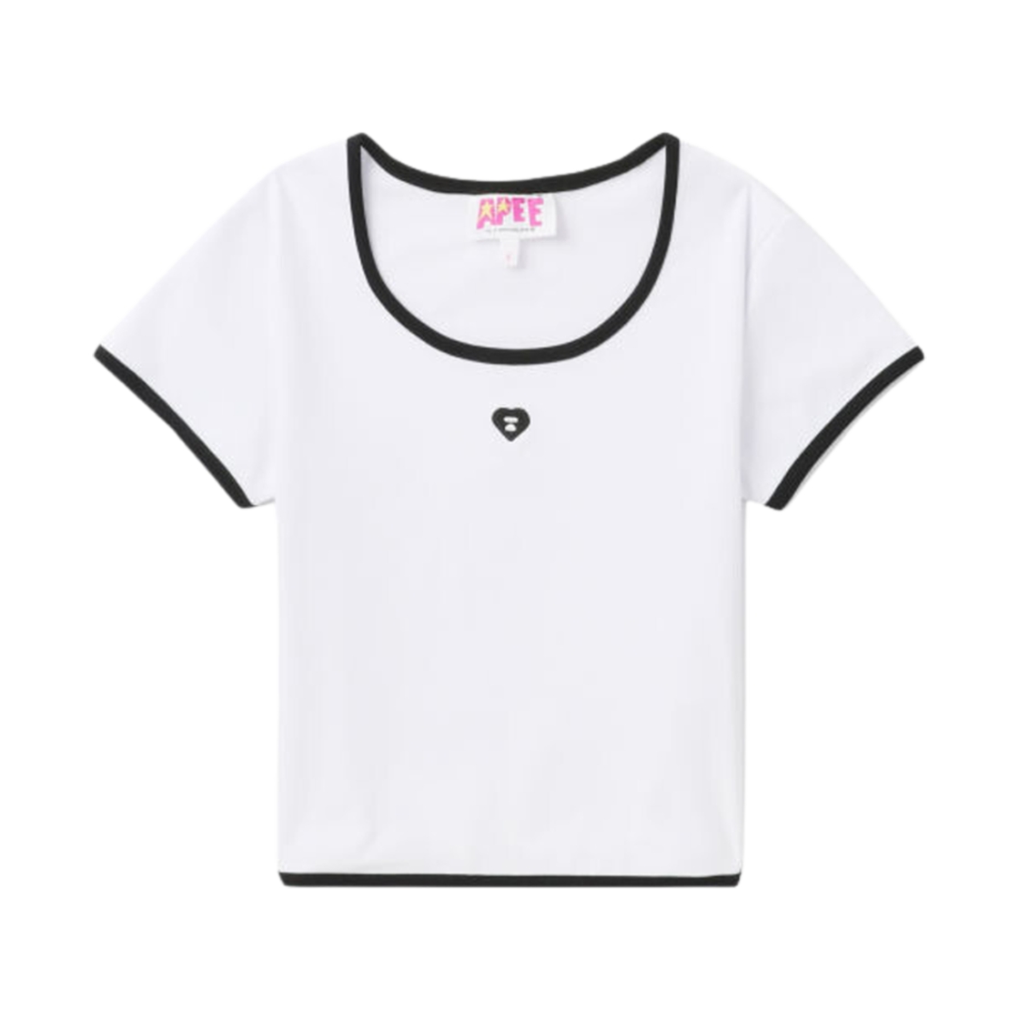 0PXTEWPS4107M (W) BAPE Moonface Embroidery Crop T-Shirt White