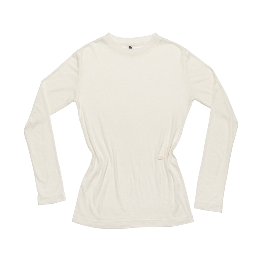 LLL90C-LTS-IWH008F LLL Design Studio Wool Ribbed-Jersey Long-Sleeved Tee Ivory White