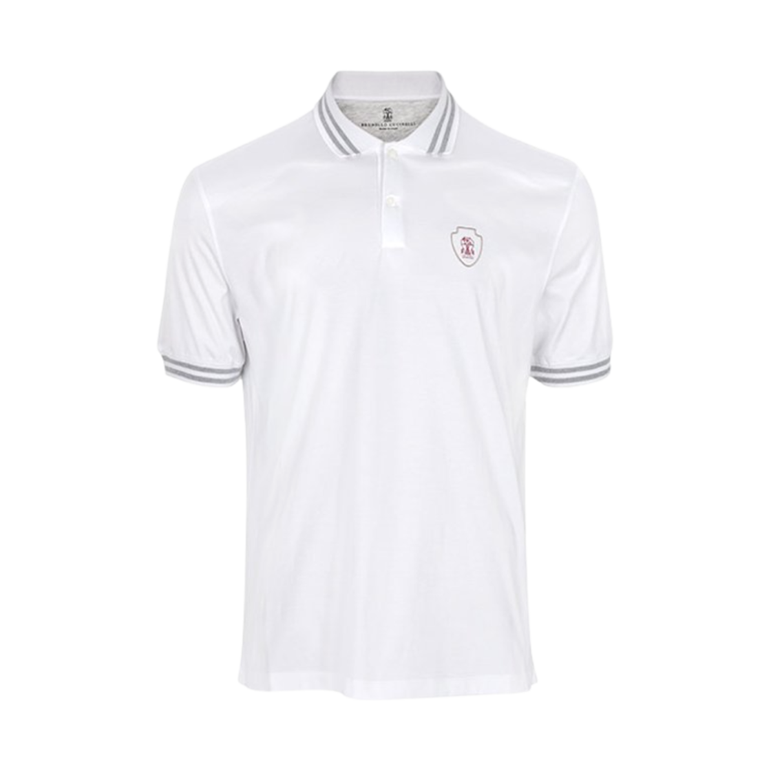 M0B133940T-CAS27 Brunello Cucinelli Logo Embroidered Polo Shirt White