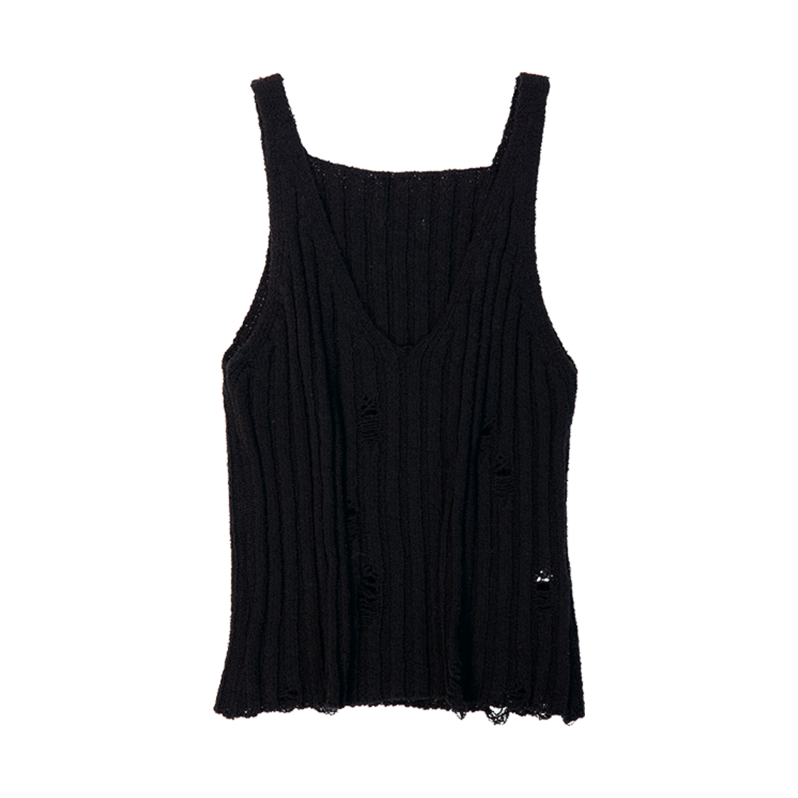 Bask Sleeveless Black Flatwave in Seoul Bask Damaged Sleeveless Black