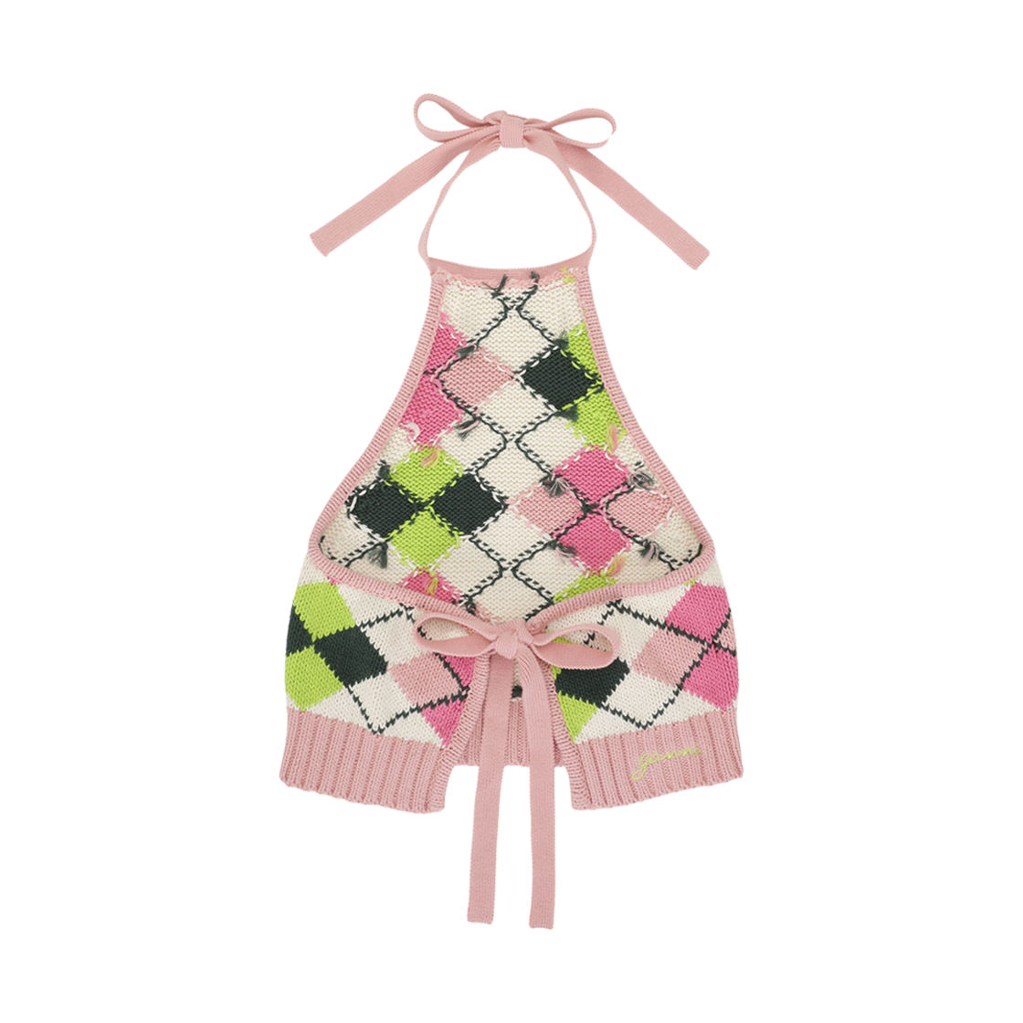 (W) 가니 그래픽 코튼 홀터넥 탑 멀티컬러((W) Ganni Graphic Cotton Halterneck Top Multicolor) - 2