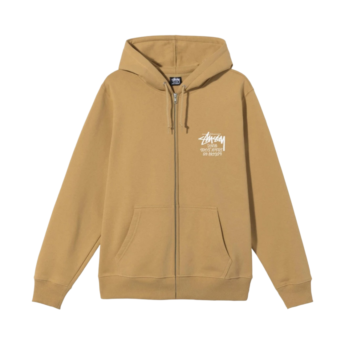 스투시 스탁 도버 스트리트 마켓 LA 후드 집업 카키 2021(Stussy Stock DSM Los Angeles Zip Hoodie Khaki 2021)