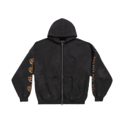 Balenciaga Heavy Metal Outerwear Zip-Up Hoodie Oversized Black Faded