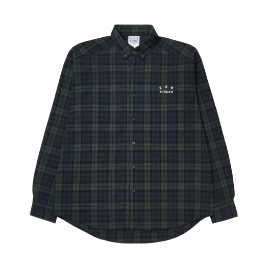 - IAB Studio Blackwatch Tartan Shirt Blue Green