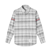 Thom Browne Stripe Plaid Armband Straight Fit Shirt Medium Grey