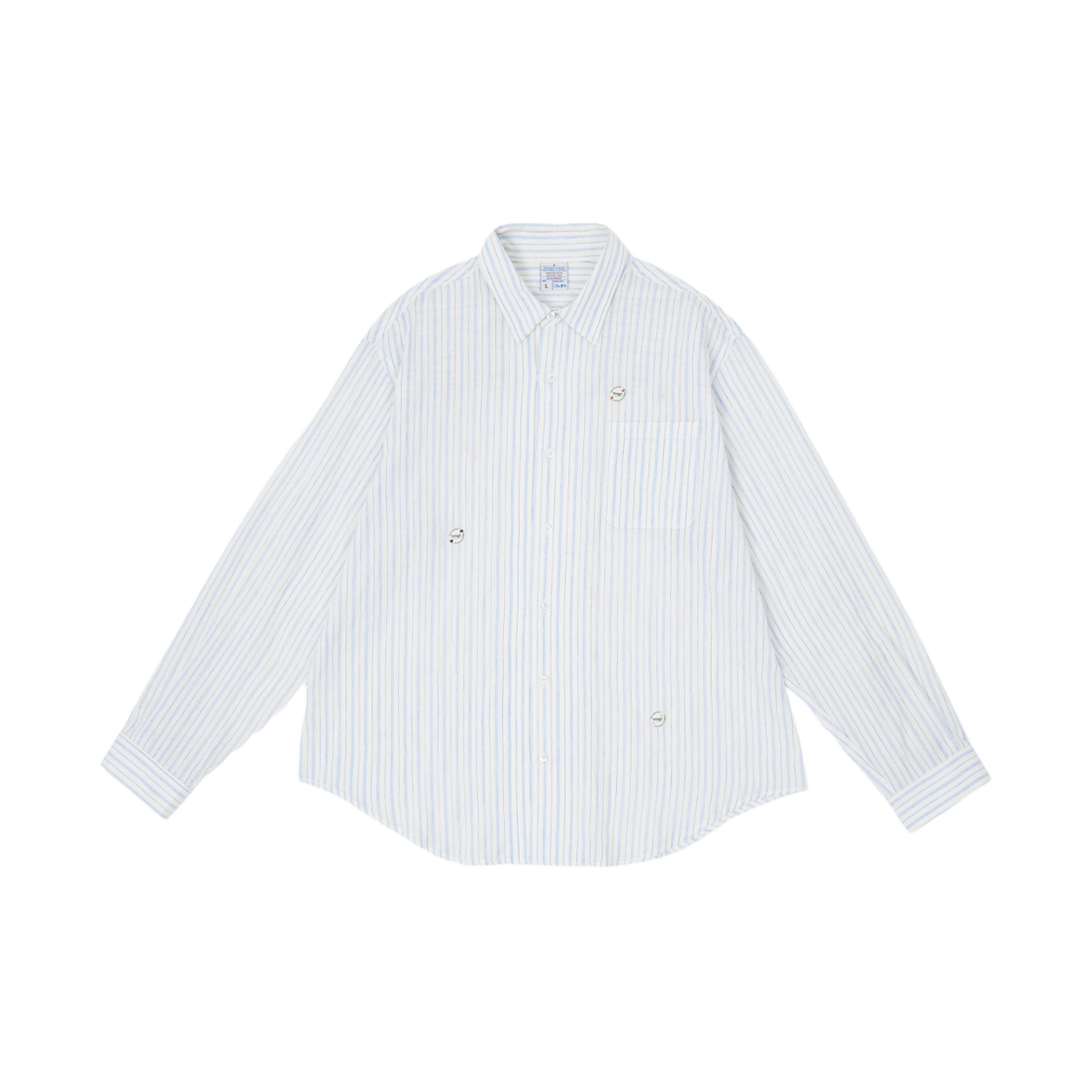 에스티유 로고 버튼 스트라이프 셔츠 화이트