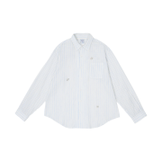 STU Logo Button Stripe Shirt White