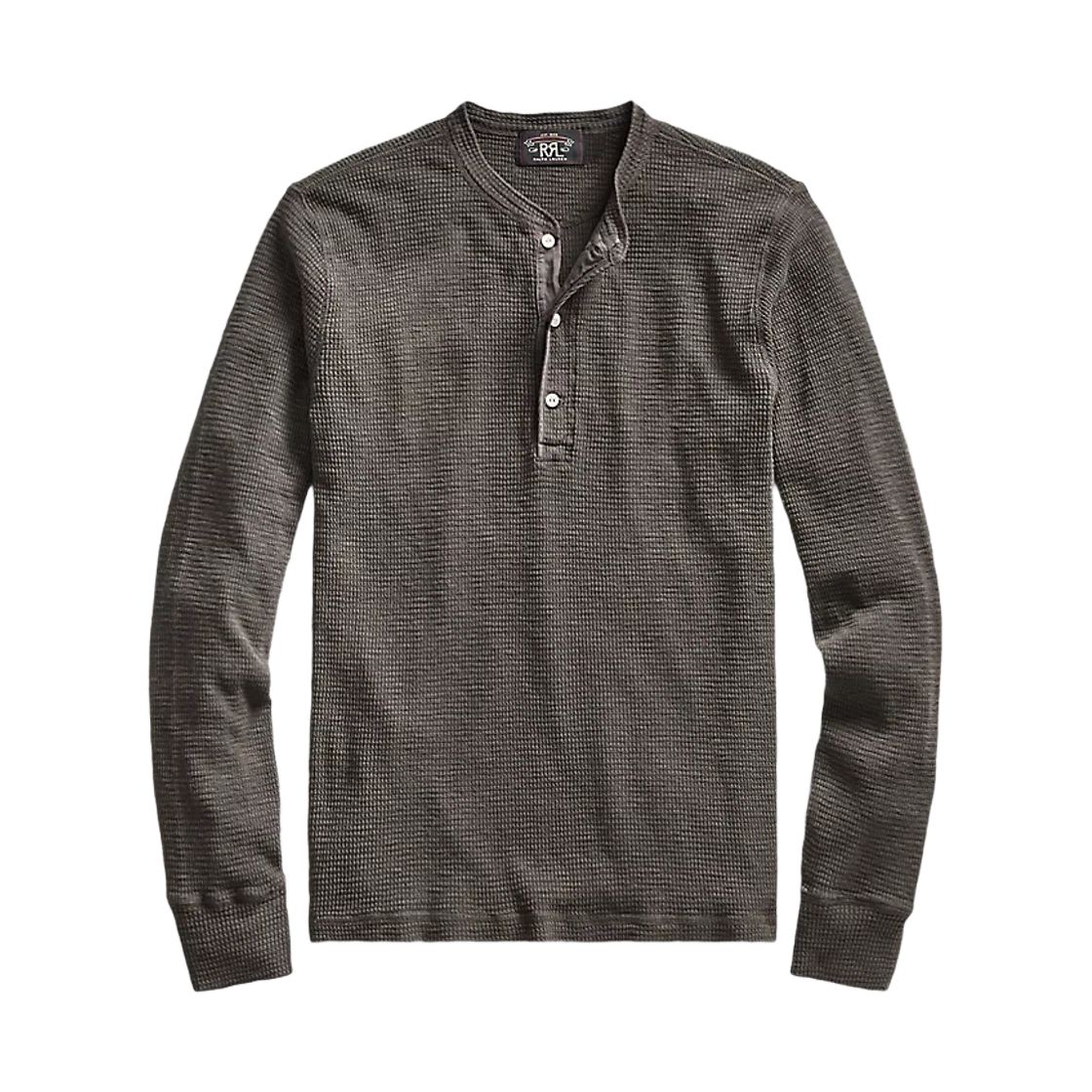 Double RL Double RL Waffle Knit Henley Shirt Faded Black Canvas · XXL
