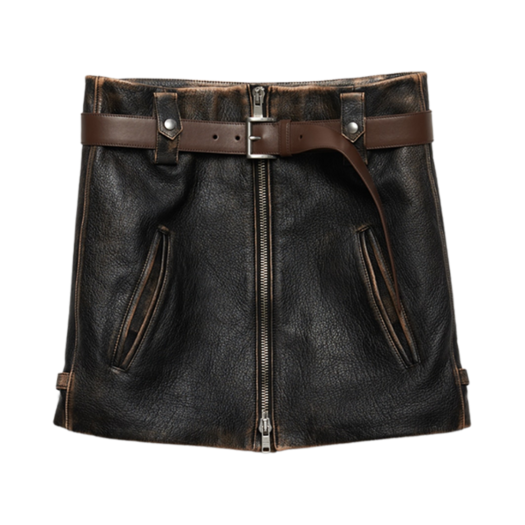 (W) Prada Leather Miniskirt Black