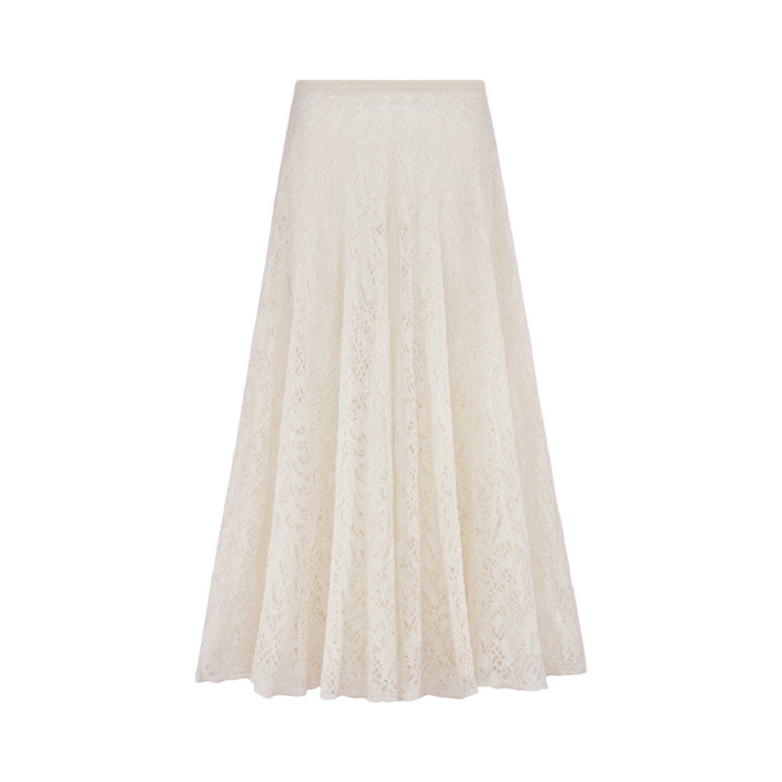 (W) 디올 모헤어 앤 알파카 블렌드 레이스 플레어 미드 렝스 스커트 에크루
