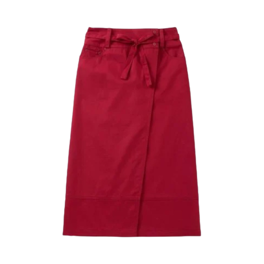 - (W) House of Sunny Low Rider Wrap Skirt Campari