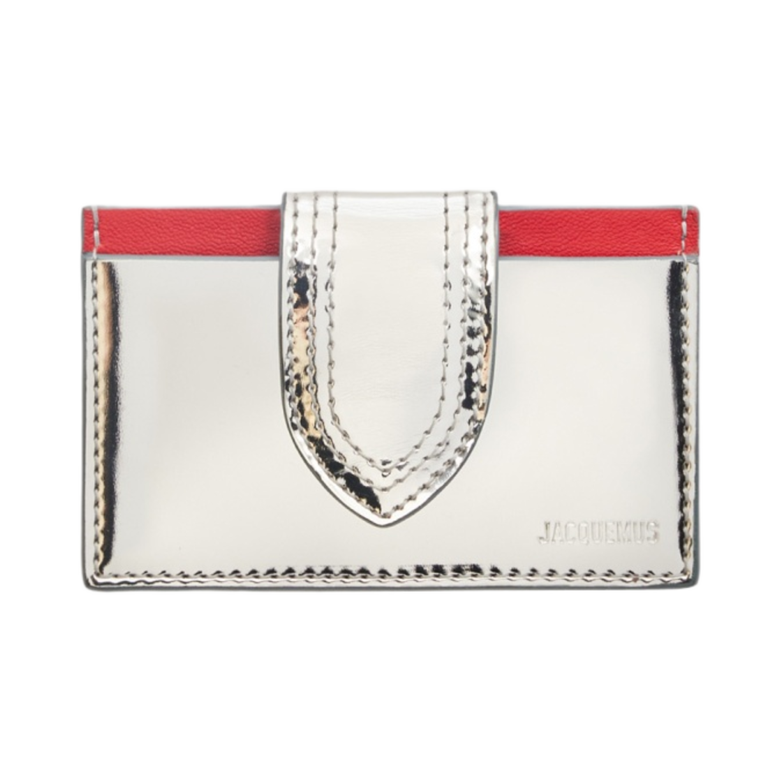 233SL122-3134-980 Jacquemus Le Porte Carte Bambino Flap Coin Purse Silver