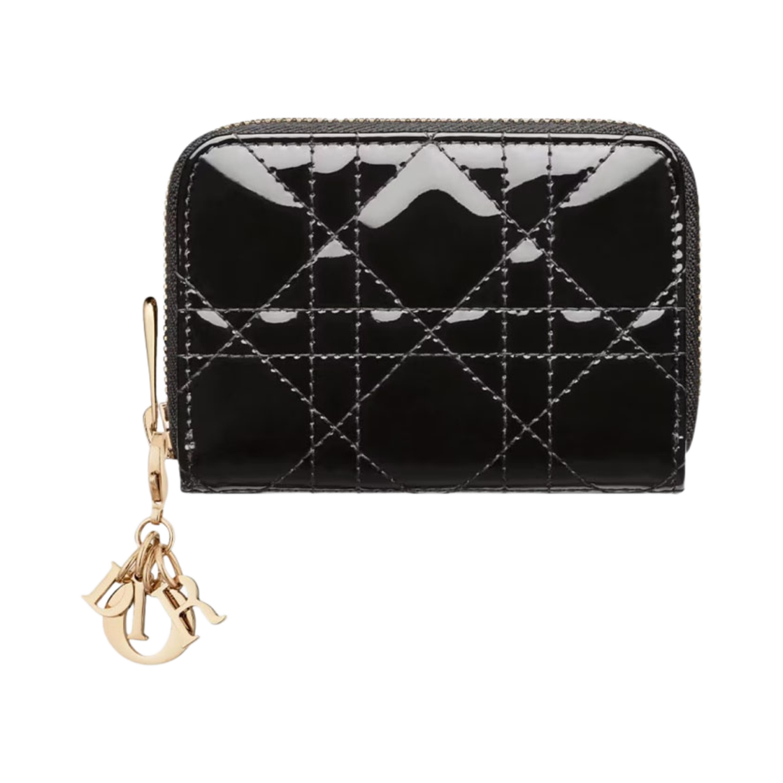 디올 스몰 레이디 보야저 코인 지갑 페이턴트 까나쥬 카프스킨 블랙(Dior Small Lady Voyageur Coin Purse Patent Cannage Calfskin Black) - 1
