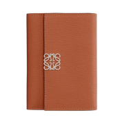 Loewe Anagram Small Vertical Wallet in Pebble Grained Calfskin Tan