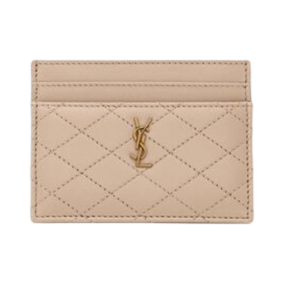 생로랑 가비 카드 케이스 퀼티드 램스킨 다크 베이지(Saint Laurent Gaby Card Case in Quilted Lambskin Dark Beige) - 1