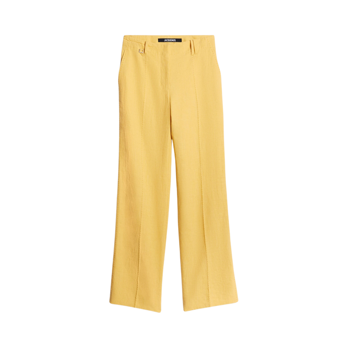 (W) 자크뮈스 르 판탈론 꼬르타도 스티치드 플리티드 팬츠 옐로우((W) Jacquemus Le Pantalon Cordao Stitched Pleated Pants Yellow) - 1