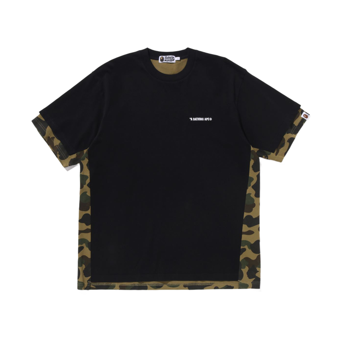 베이프 퍼스트 카모 헤비 워시드 블로킹 릴렉스드 핏 티셔츠 블랙(BAPE 1st Camo Heavy Washed Blocking Relaxed Fit T-Shirt Black) - 1