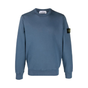 Stone Island 63051 Cotton Fleece Garment Dyed Sweatshirt Avio Blue - 24SS
