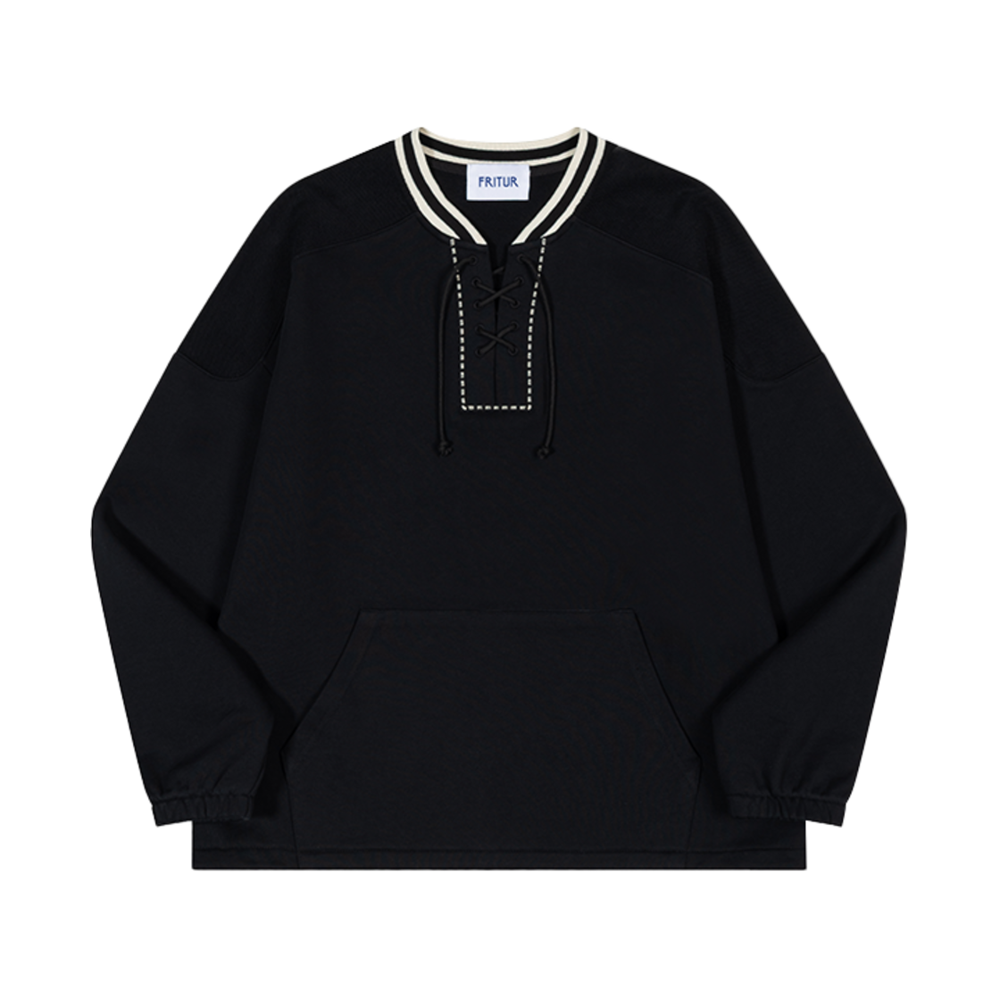 프리터 럭비 그래픽 스웻셔츠 블랙