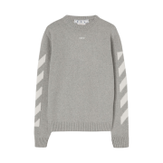 Off-White Diag Arrow Knit Crewneck Light Grey White