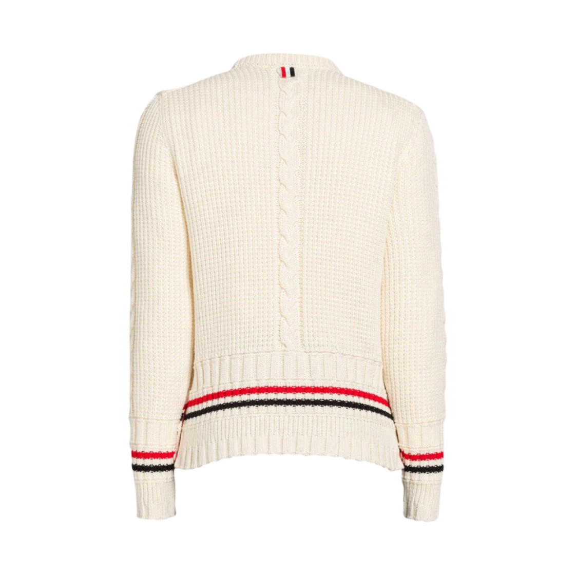 톰브라운 케이블 스티치 메리노 스트라이프 크루넥 풀오버 화이트(Thom Browne Cable Stitch Merino Stripe Crewneck Pullover White) - 2