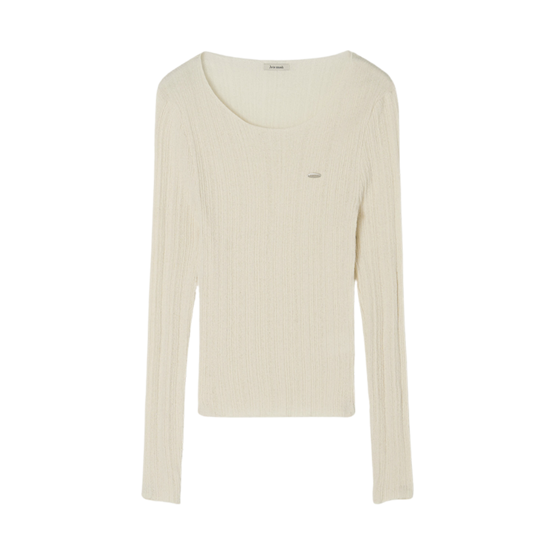 - (W) Aviemuah Sheer Ribbed Knitted Top Ivory