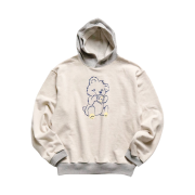 Kapital Top Fleece Hooded Sweatshirt Peckish Patch Kinari Gray