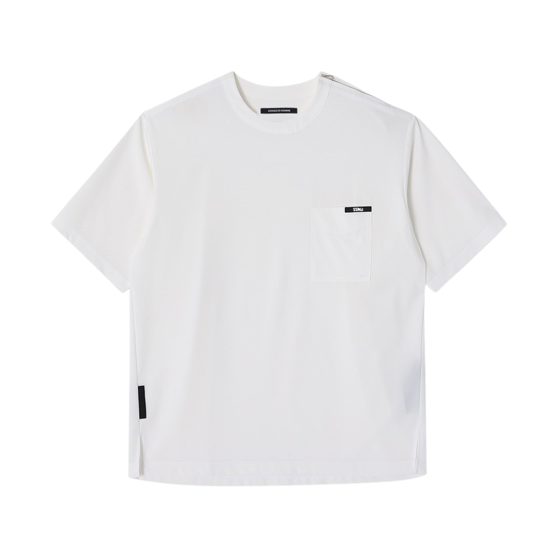송지오옴므 SSAW 우븐 크루넥 티셔츠 화이트