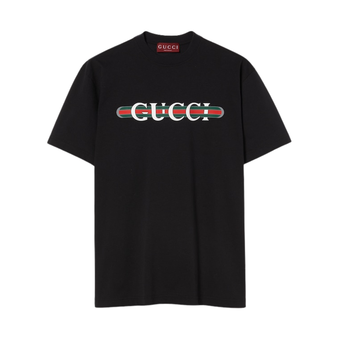 (W) 구찌 프린티드 코튼 저지 티셔츠 블랙((W) Gucci Printed Cotton Jersey T-Shirt Black)