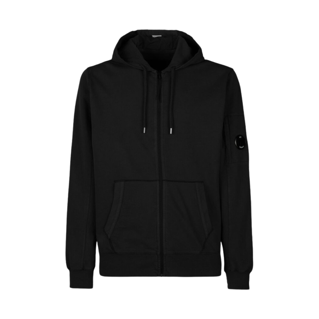 C.P. 컴퍼니 라이트 플리스 후드 집업 블랙 - 23SS(C.P. Company Light Fleece Zipped Hoodie Black - 23SS)