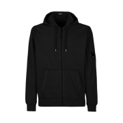C.P. Company Light Fleece Zipped Hoodie Black - 23SS