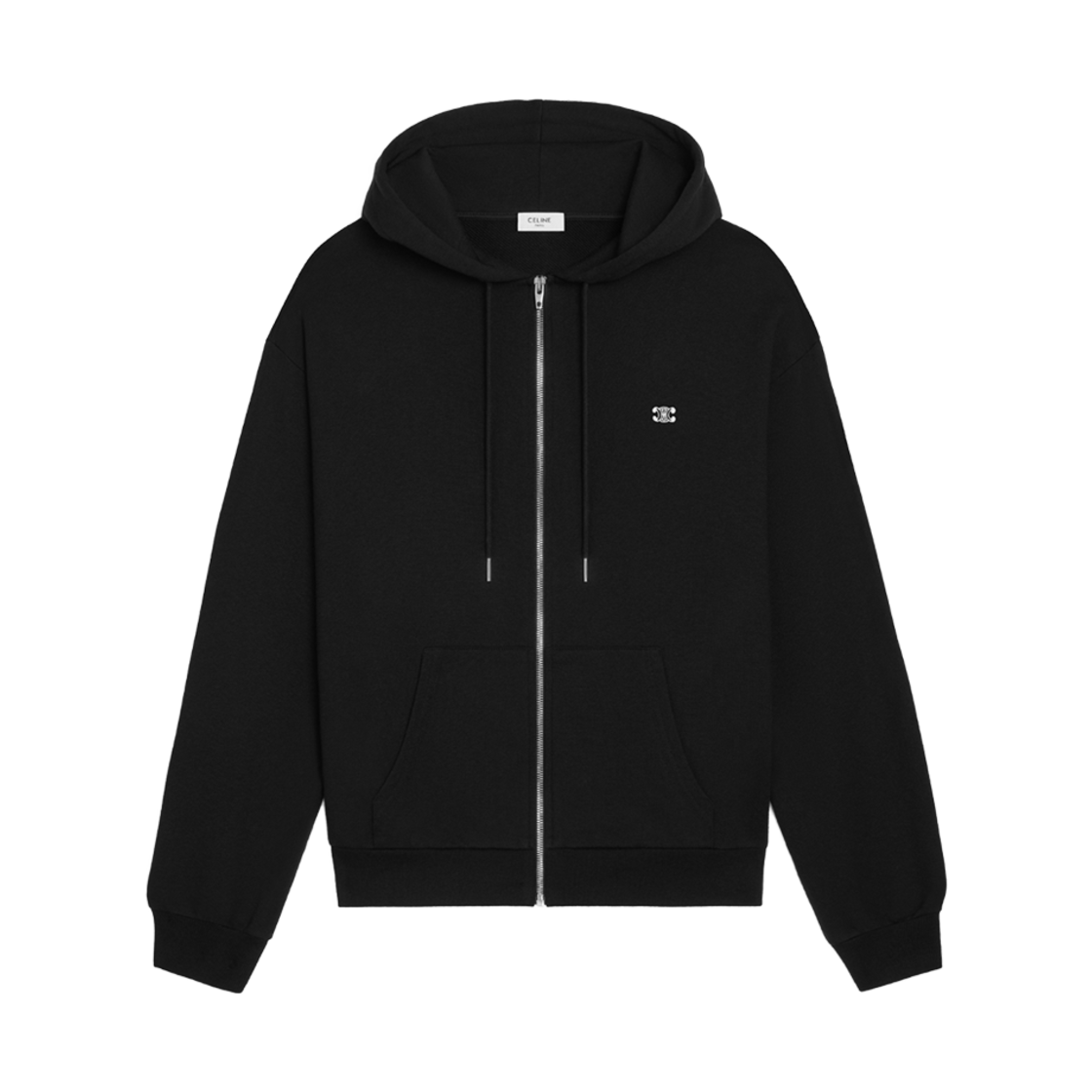 셀린느 루즈 트리옹프 후드 코튼 캐시미어 블랙 화이트(Celine Loose Triomphe Hoodie in Cotton Cashmere Black White)