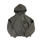 Undermycar Old Dyeing Multi Patched Zipped Hoodie Olive - 24FW