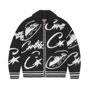 Corteiz VVS Heavy Jacquard Knit Zip Black