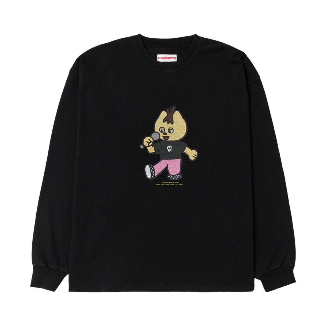 LB2024T013 Lelbobrown Cat is Sound Drawing LS T-Shirt Black
