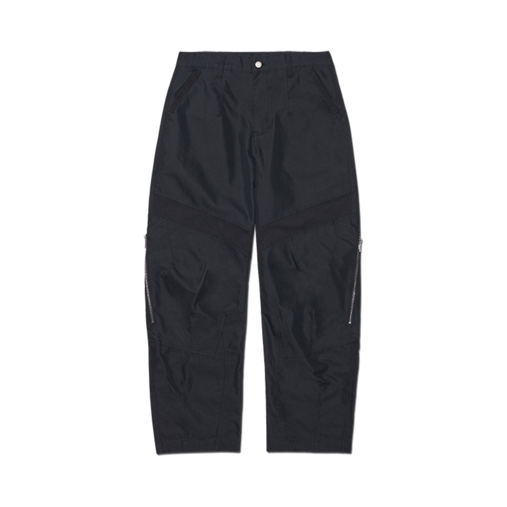 노매뉴얼 사이드 지퍼 더블 니 팬츠 블랙(NOMANUAL Side Zipper Double Knee Pants Black) - 1