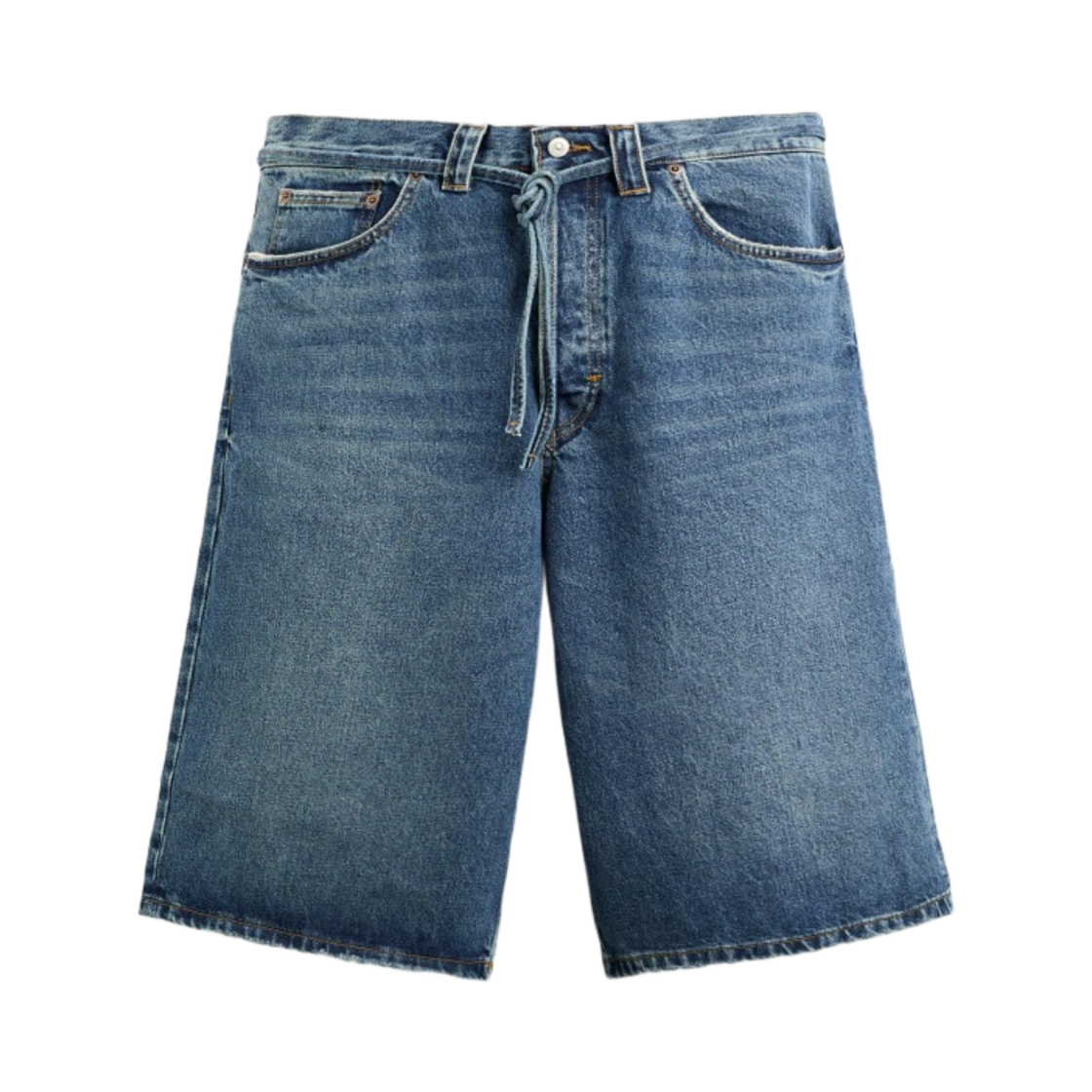 자라 배기 핏 버뮤다 데님 블루