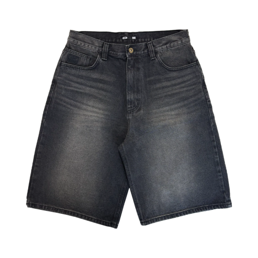 P00000MI_ashblack ERTR Essential Bermuda Denim Shorts Ash Black