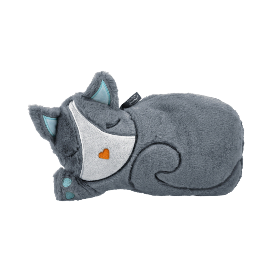65259-23 Fashy Hot Water Bottle 0.8L with Cat Plush Cover Grey