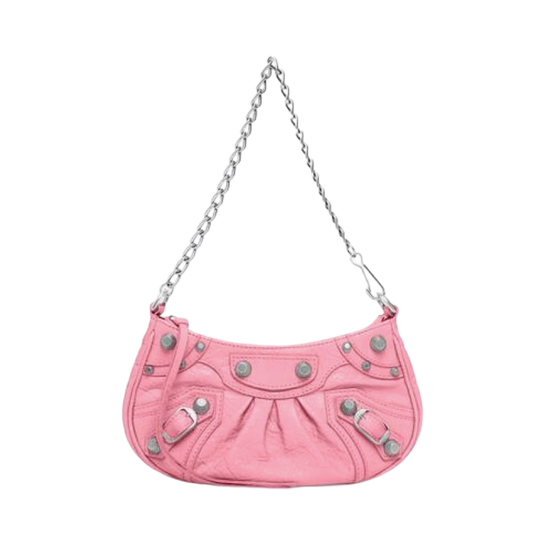 발렌시아가 크로커다일 엠보스 르 카골 체인 미니 퍼스 핑크